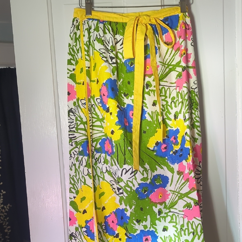 Vintage Vera Neumann Wrap Maxi Skirt Hostess Skirt